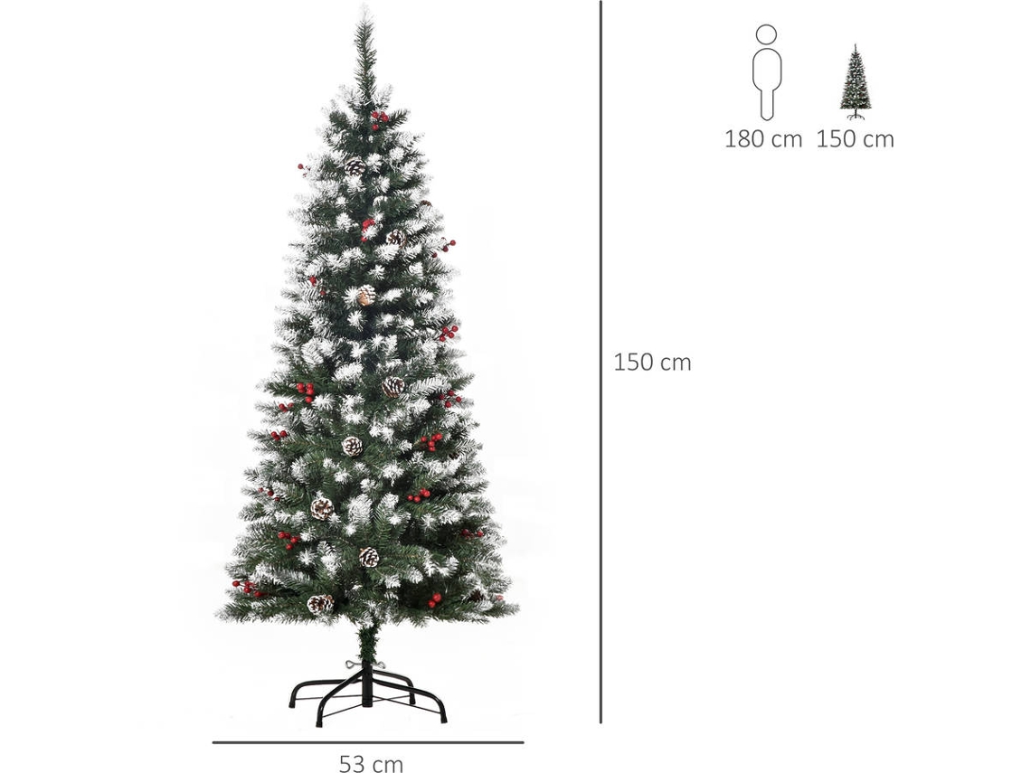 Homcom Árbol De Navidad Artificial Plegable 150 Cm Con Nieve Ignífugo