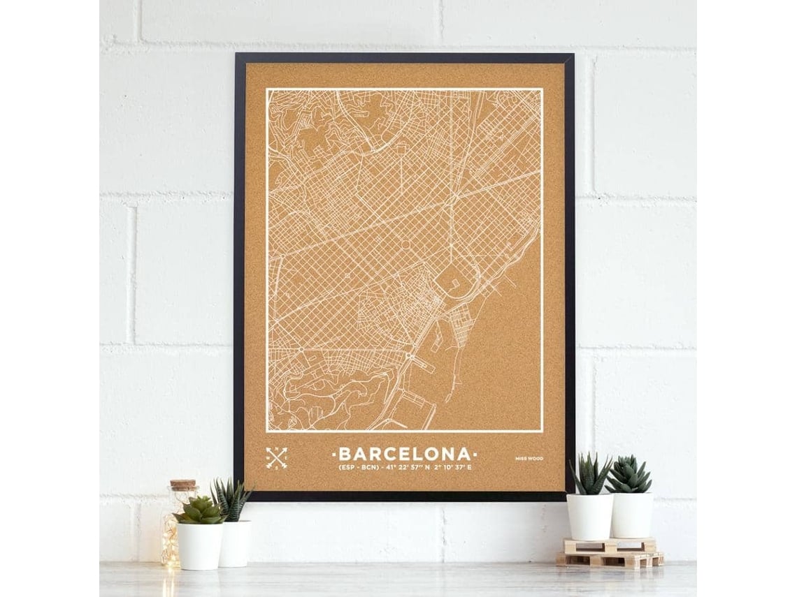 Mapa de Cortiça MISSWOOD Woody Map Natural Barcelona Worten pt