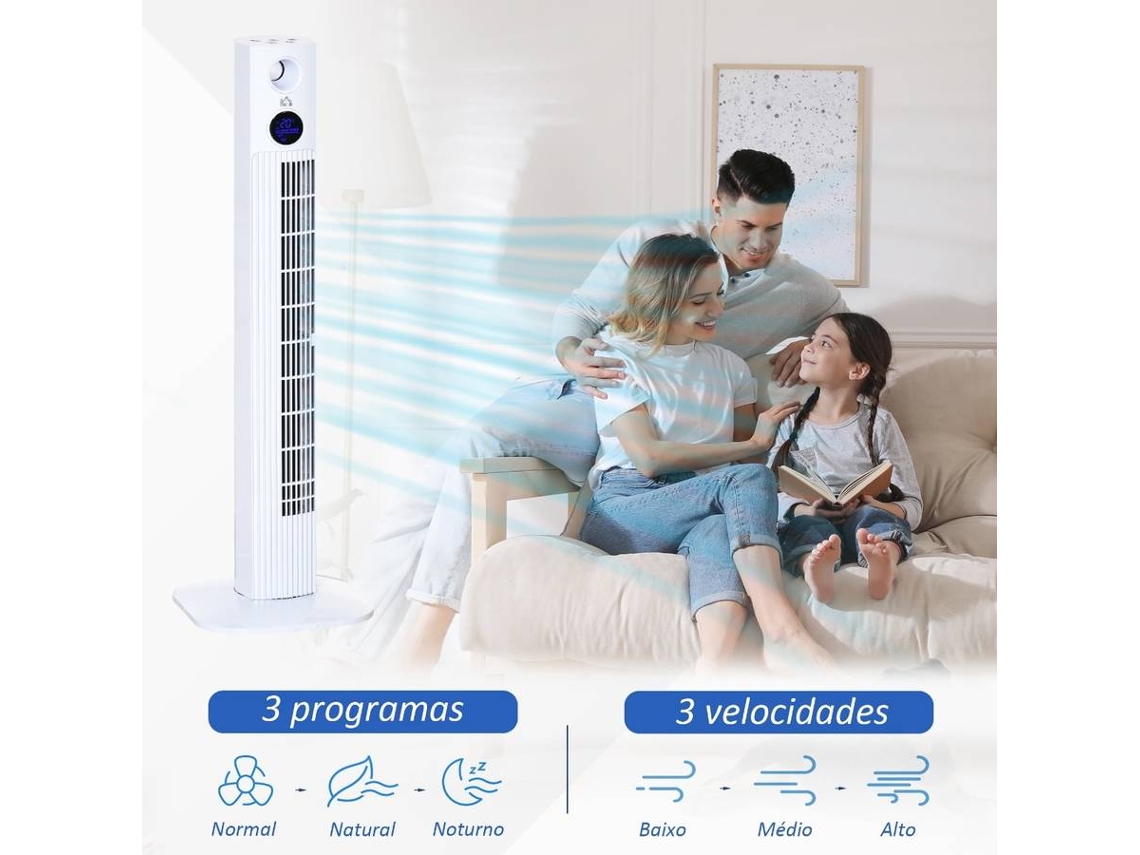 Ventilador Torre Homcom V Wt Velocidades W Blanco