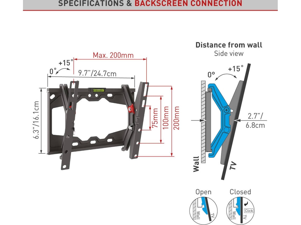 Suporte de TV BARKAN E210 Ajustável 13 a 43 Até 40 kg