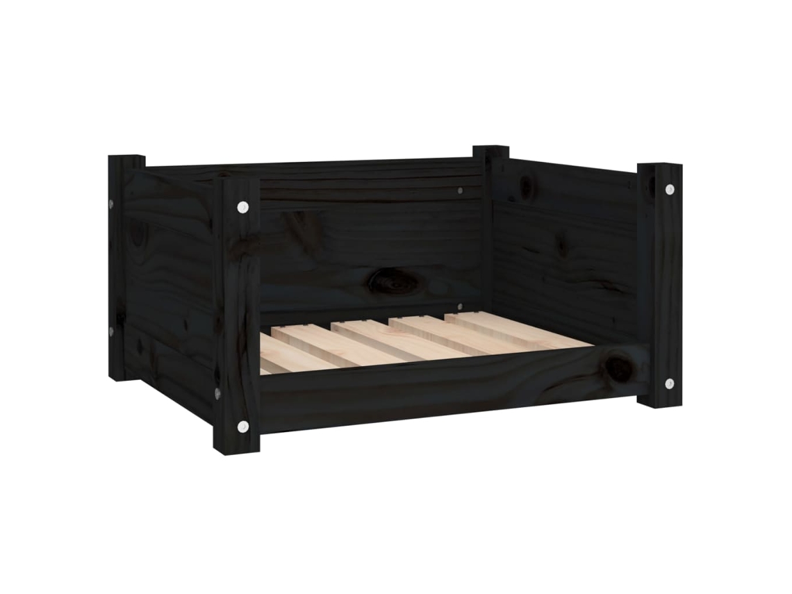 vidaXL Cama para cães 55 5x45 5x28 cm madeira de pinho maciça preto