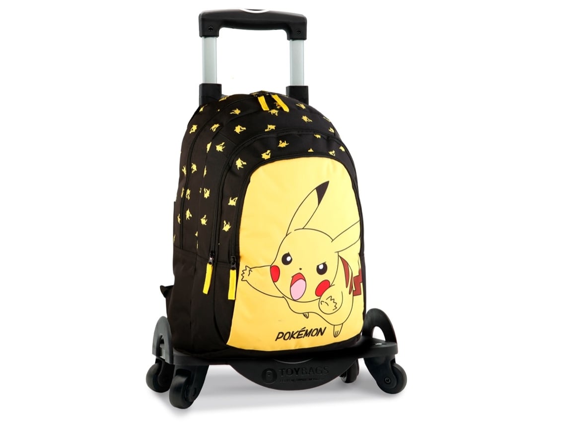 Mochila Escolar Pok Mon Pikachu Prim Ria Duplo Compartimento Carrinho