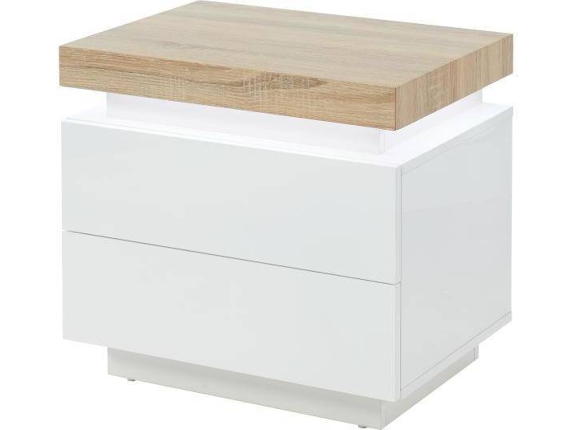 Mesa De Cabeceira Halo VENTE UNIQUE Natural Claro E Branco