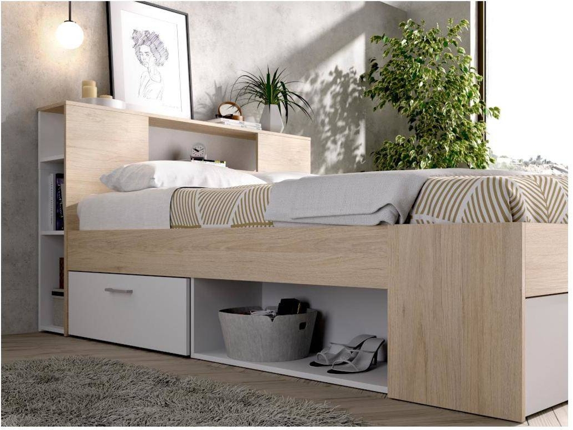 Cama Cl Ssica Leandre Vente Unique Natural Claro E Branco Aglomerado