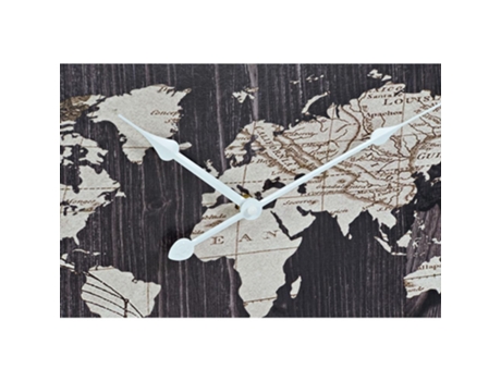 Relógio de Parede Dkd Home Decor Preto Madeira Mdf Mapa Do Mundo Marrom