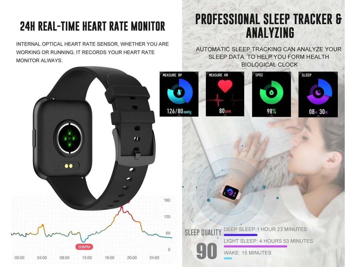 Smartwatch Enkers Para Mulheres E Homens Ip Prova De Gua