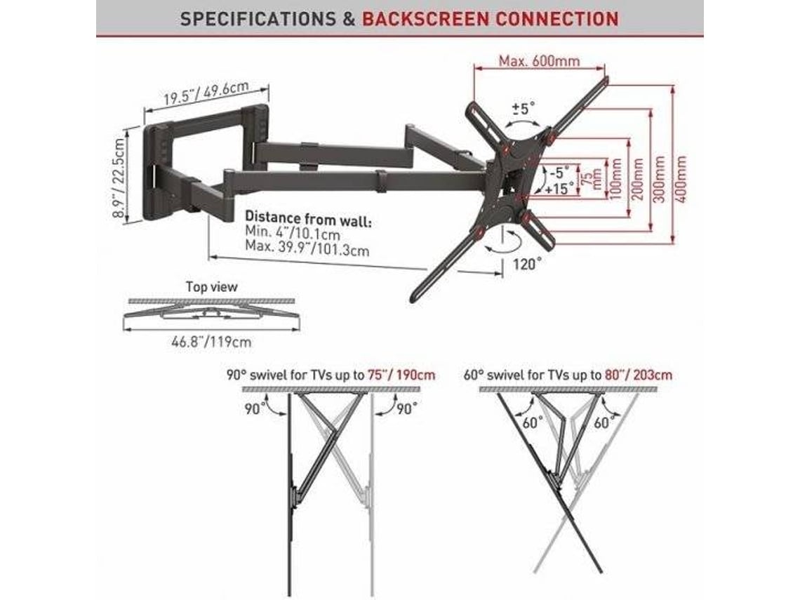 Suporte De Tv Barkan Xl Ajust Vel A At Kg