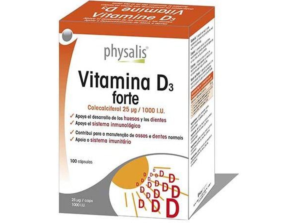 Suplemento Alimentar PHYSALIS Vitamine D3 Forte 100 Cápsulas Worten pt