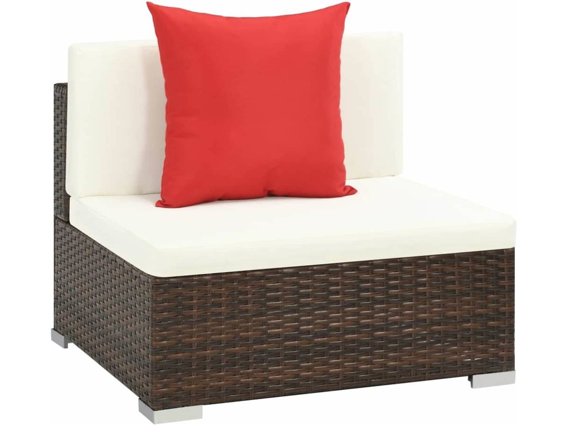 Vidaxl Pcs Conjunto Lounge Jardim C Almofad Es Vime Pe Castanho