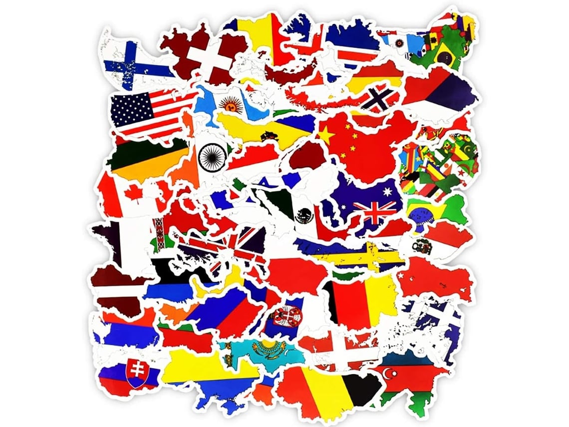 50 Pcs Vinil Bandeira Nacional Mapa Do País Adesivos Bandeira Mundial