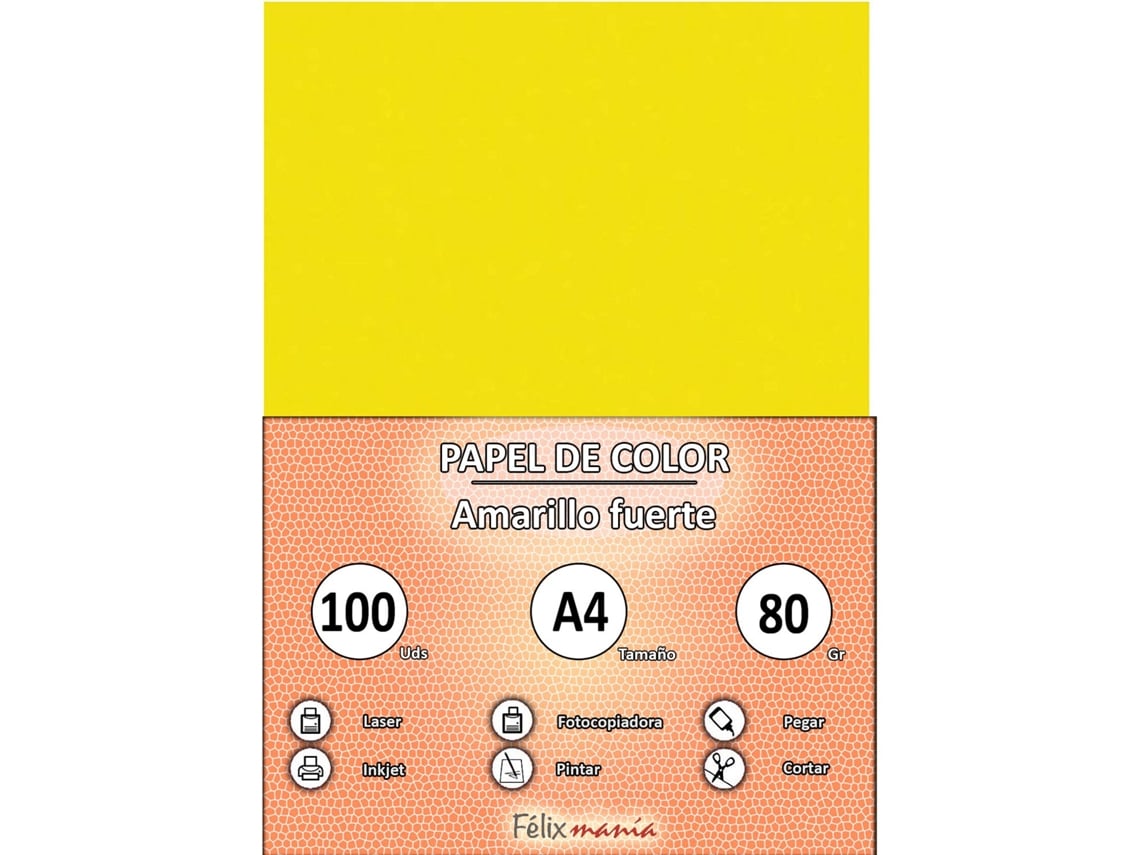 Papel A4 80Gr Amarelo Brilhante 100 Folhas Worten Pt