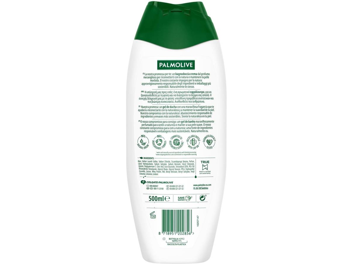 Gel De Banho Hidratante PALMOLIVE Naturals Leite E Mel 6 X 500 Ml