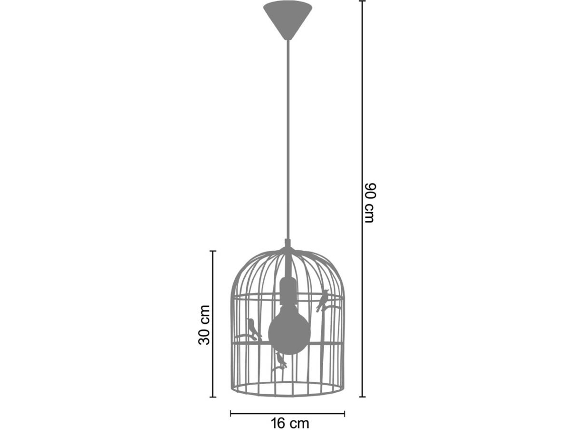 Candeeiro de Suspensão TOSEL Cage Oiseaux Preto E27 Máx 40 W