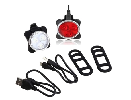 Conjunto de Luz Usb Recarregável para Bicicleta Farol Dianteiro Super