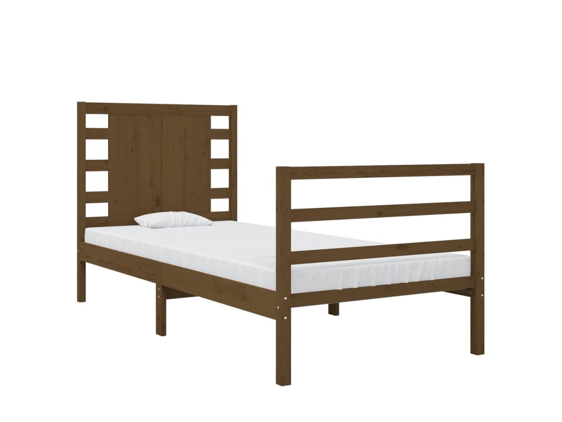 VidaXL Estrutura Cama Pequena Solteiro 75x190 Cm Madeira Castanho Mel