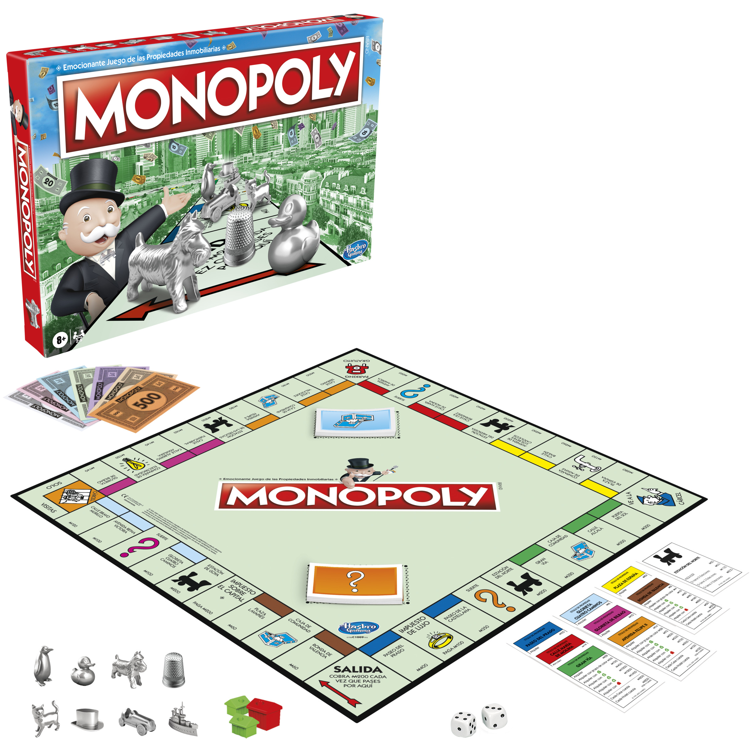 Jogo de Tabuleiro MONOPOLY Clássico (Idade Mínima Recomendada: 8 anos -  Versão Espanhol)