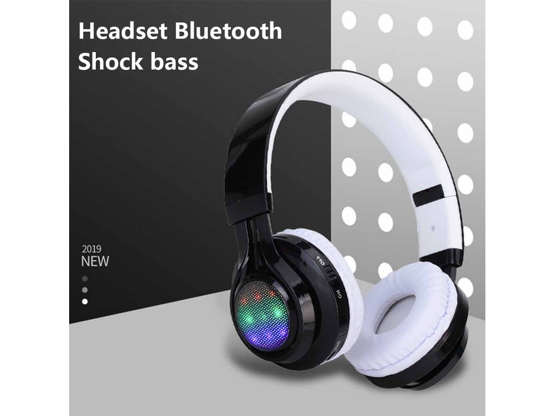 Auriculares Bluetooth Lx Ab005 Illuminated Card Fm Black Light Up