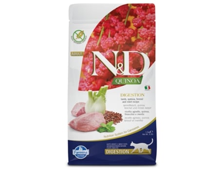 Alimento FARMINA N&D Quinoa Digestion Gato Adulto - Cordeiro (Quantidade: 1,5 Kg)