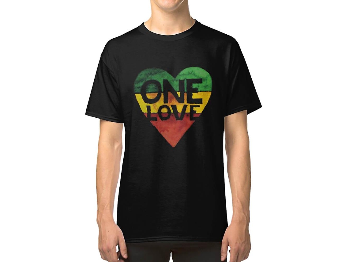 T-Shirt ROCKINSTONE One Love Music Rasta Reggae Heart Peace