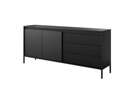 Cómoda Três Duas Portas 3XE LIVING Painel de partículas Preto (81.4x187.1x39.5)