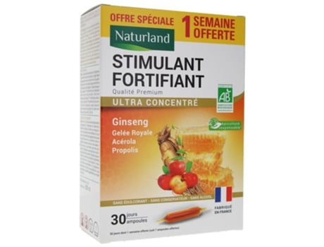 Estimulante Fortificante Orgânico 30 Ampolas de 10 Ml Incluindo 7 Ampolas Grátis NATURLAND