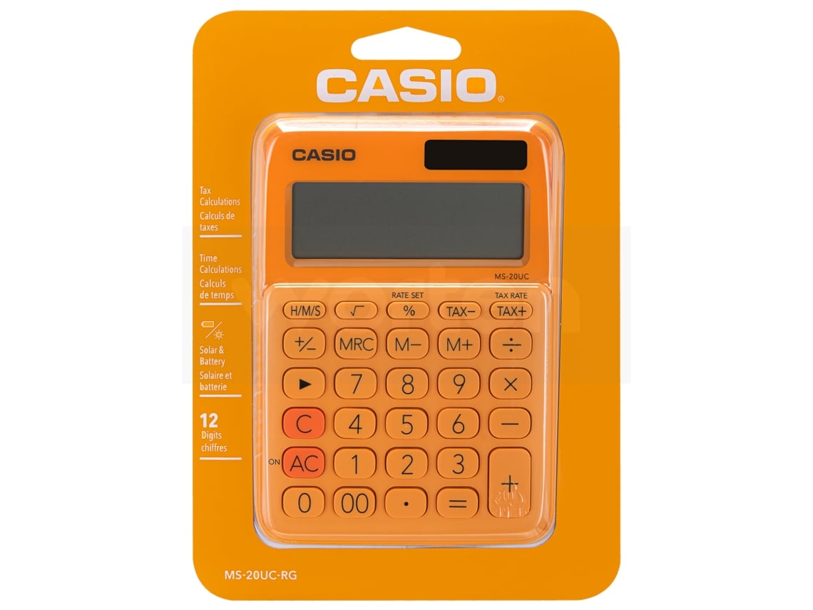 Calculadora Básica CASIO MS-20UC-RG Laranja (12 Dígitos) | Worten.pt