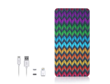 Powerbank YZSY Zig & Zag (5000 mAh - USB - MicroUSB - Lightning - Multicor)