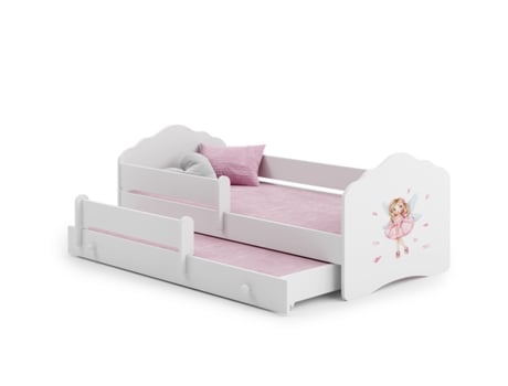 Cama dupla 160 x 80 com colchões e estrados incluídos Kobi Wave Girl with wings