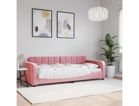 Sofá Cama VIDAXL Veludo Rosa (80x200 cm)