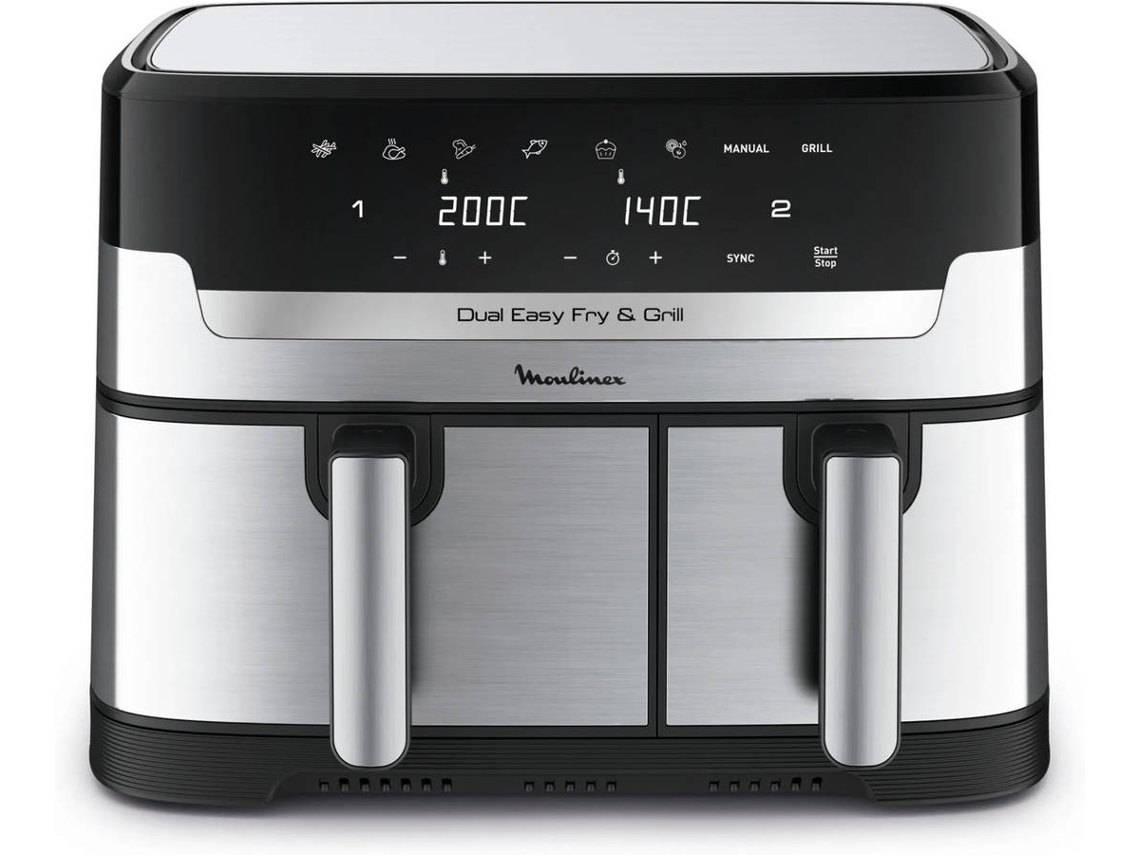 Fritadeira sem Óleo MOULINEX Easy Fry & Grill Dual EZ905D20 Digital (8.3L -  Preto) 