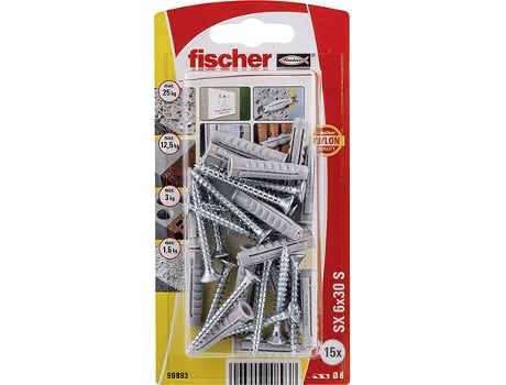 Pack 15 buchas maciças sx com parafuso  6 x 30 mm