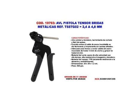 Avl pistola tensor bridas metalicas tsstg02   2.4 a 4,8 mm