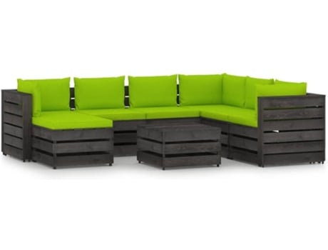 Conjunto de Jardim  com Almofadas (Verde - Madeira - 69x70x66 cm)