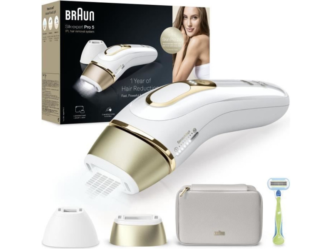 Depiladora para Luz Pulsada BRAUN Silk Expert Pro 5 Depilacao em Casa Bolsa Venus Razor 2 Cabecas Pl5152 Worten.pt