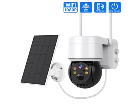 Câmara Wifi com Painel Solar HISEEU Wtd512 1080P HISEEU Wtd512 1080P Zoom 5X Detecção de Movimento Pir Áudio e Vídeo Bidirecional