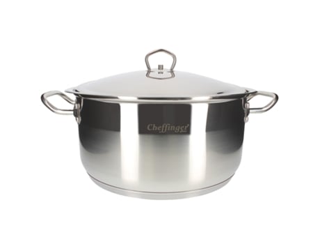 CHEFFINGER Caçarola 34 Cm com Tampa e Alças Ergonômicas em Inox Prateado