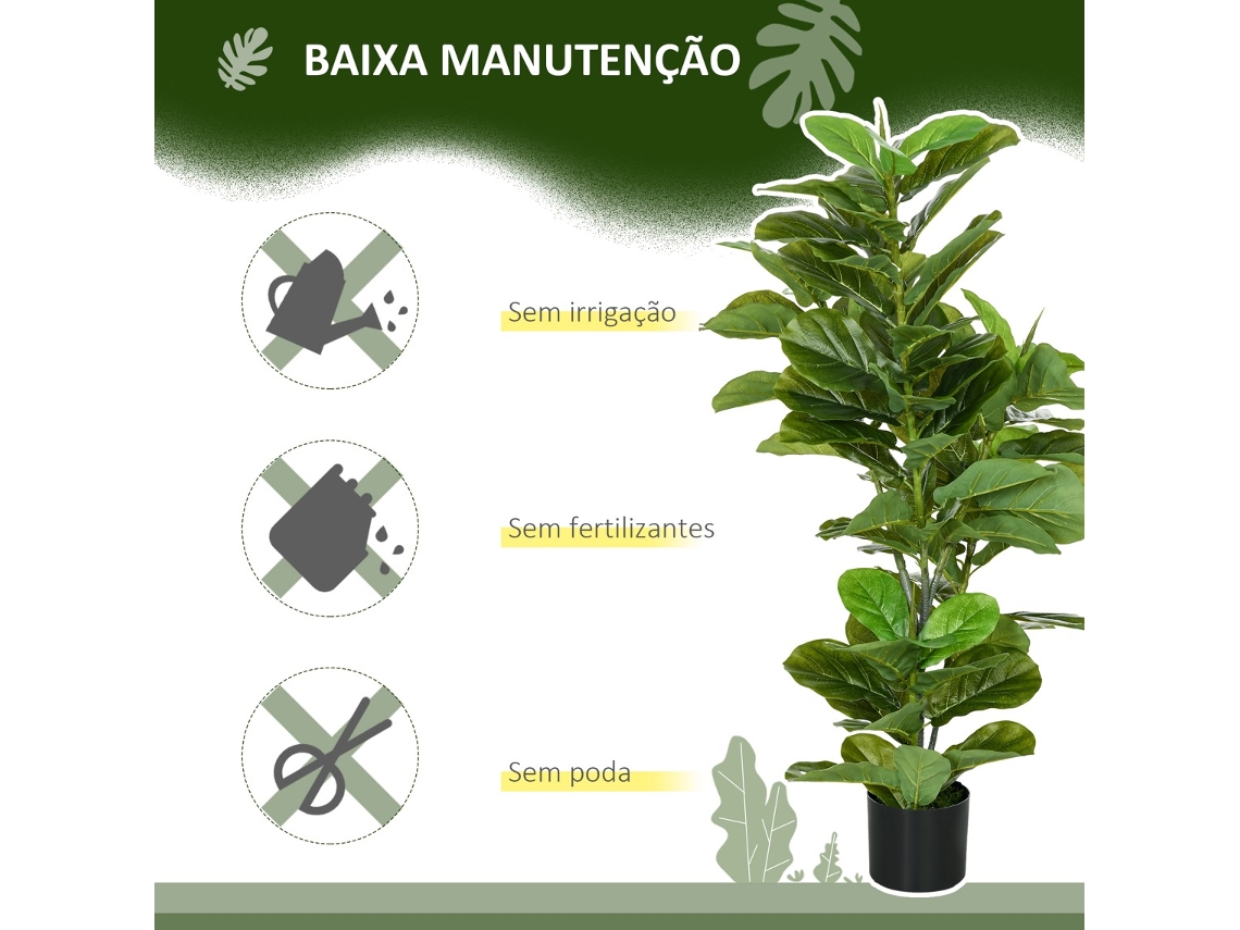 Planta Ficus Artificial HOMCOM PEVA, Metal Verde 15x15x110 cm 830-804V00GN