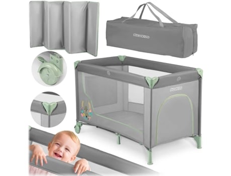 Cuna de Viagem RK-240 em Cinza e Menta 125 x 65 x 78 cm