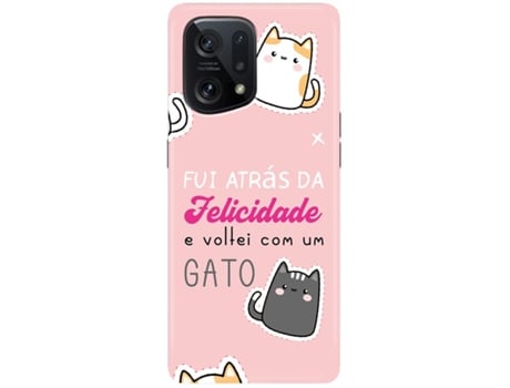 Capa Atrás Felicidade para Oppo Find X5 Pro THE CASES MARKET Silicone Rosa