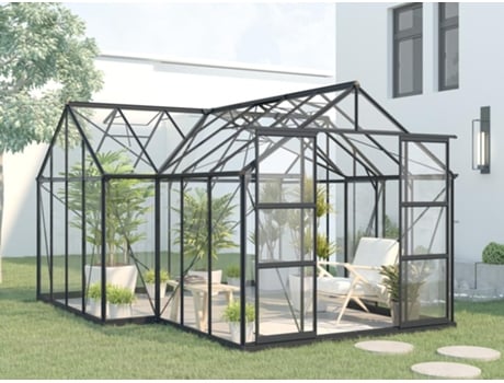 Estufa de jardim estilo orangerie de vidro temperado 15,5 m², antracite Narcisse