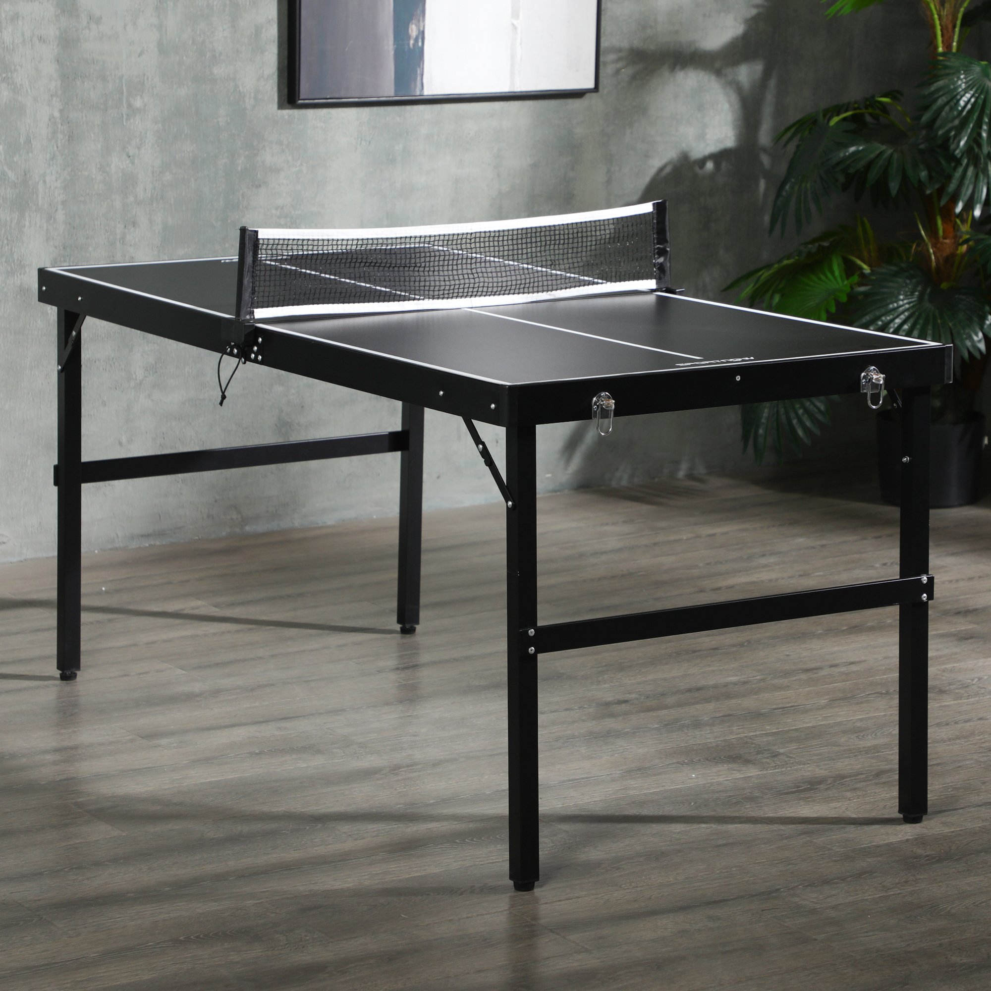 Mesa de Ping Pong Dobrável SPORTNOW (152 x 76 x 72 cm - Preto)