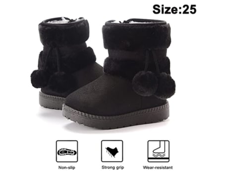 Botas de Menina UNISSEX Meninos Botão Premium Antiderrapante Sola Macia Preto (tamanho 25)