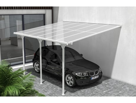 Pérgola Garagem de Parede CAZEBOO Kleo 400L300 Alumínio Branco