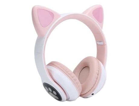 DRFEIFY Cat Ear Headsets Bluetooth 5.0 Fones de Ouvido Cat Ear Led Light Fones de Ouvido Sem Fio S para Jovens Padrão De