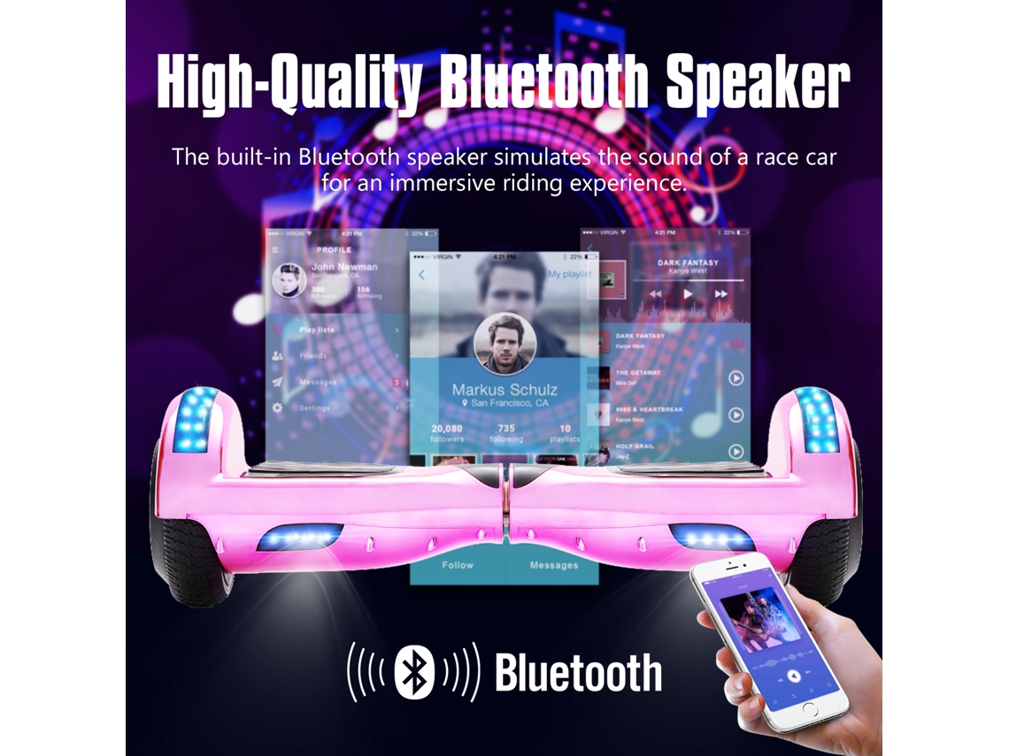 Hoverboard NEI-WAI z1+ Rosa para Crianças (Coluna Bluetooth