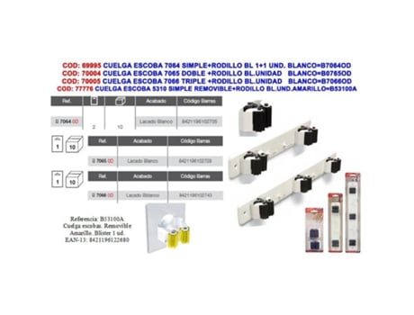 Brinox cuelga escoba doble con rodillo + 2 colgadores   7065