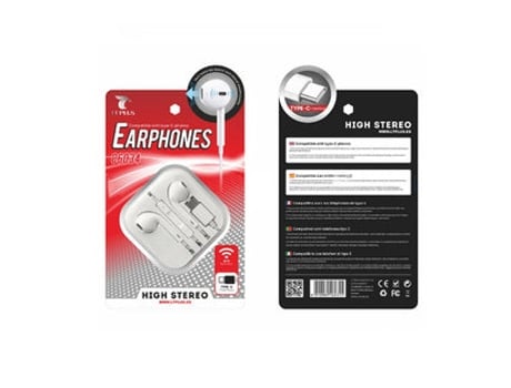 Auriculares com fio LT PLUS Type-C (Microfone - Branco)