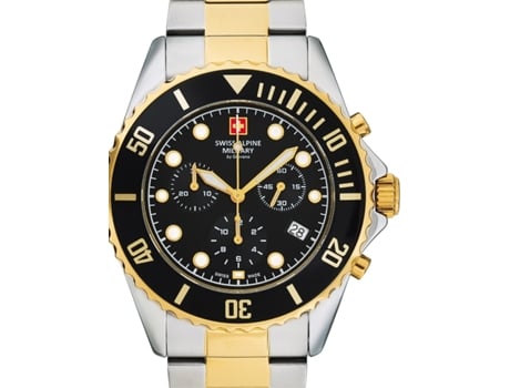 Relógio masculino em aço inoxidável dourado série 7053 Chrono Sam7053.9147 SWISS ALPINE MILITARY