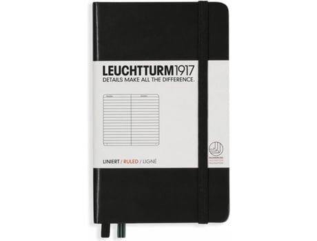 Caderno LEUCHTTURM 334821 (Preto - A6 - Pautado - 14x9x1.2cm)