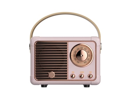 Coluna Bluetooth RCDA Retrô Vintage Sem Fio Portáteis Rosa